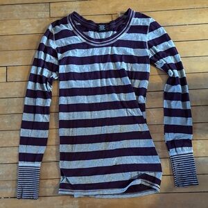 EUC Rue21 Purple and Gray Striped Long Sleeve Top